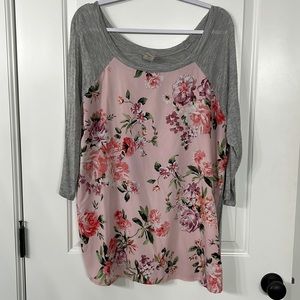 Floral baseball T style top